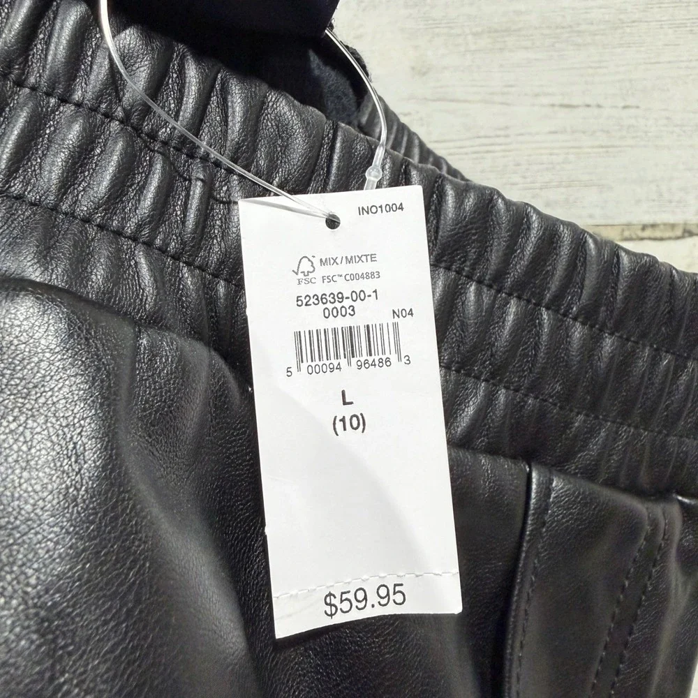 Gap Jogger Kids Size 10 Black Faux Leather Cargo Pants Streetwear NWT